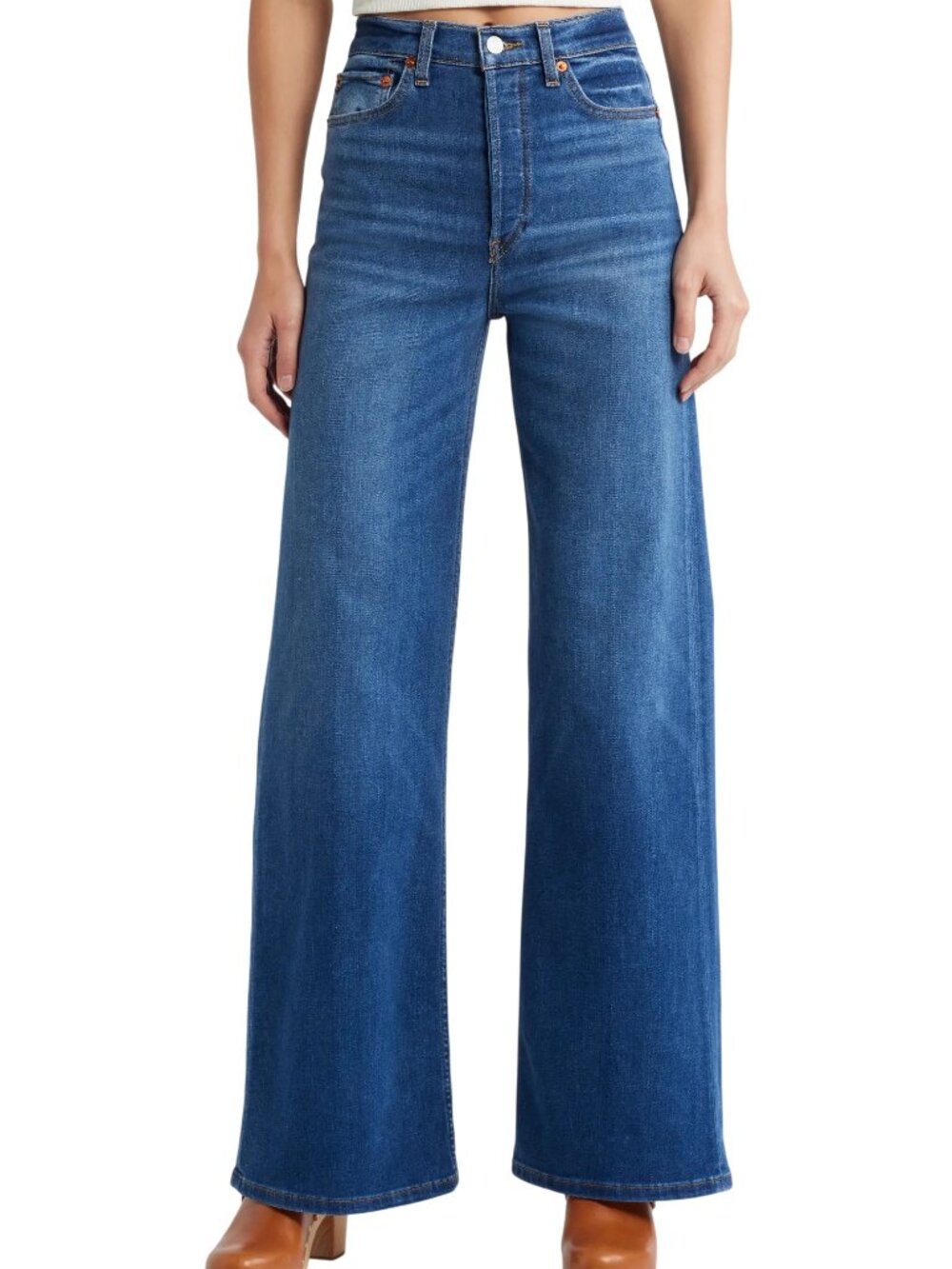 RE/DONE '70s Twisted Seam High Waist Wide Leg Jeans Monterey Fade